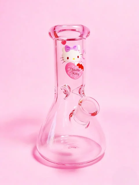 8" 5mm Hello Kitty Sweet Pink Beaker Glass Bong