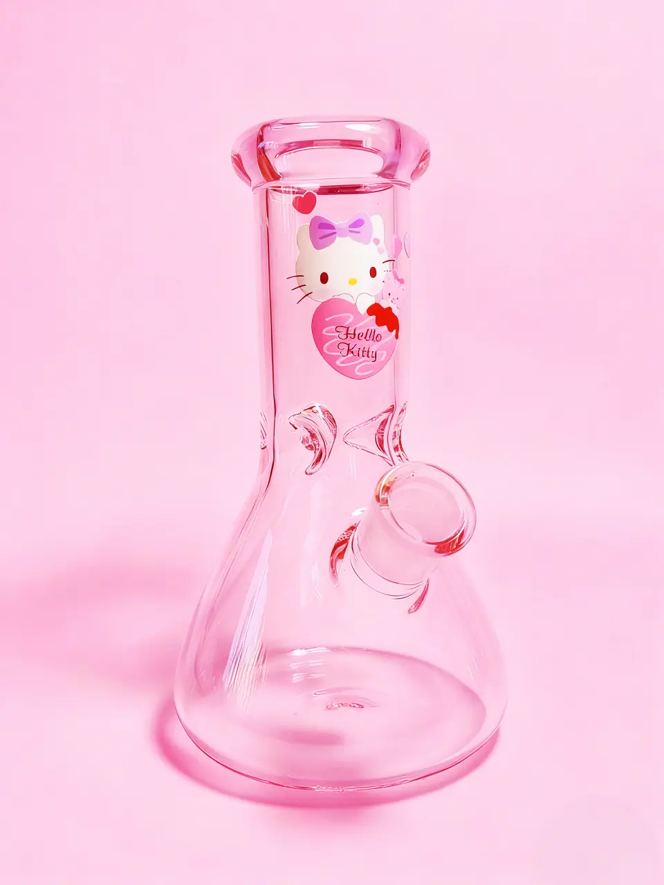 8" 5mm Hello Kitty Sweet Pink Beaker Glass Bong