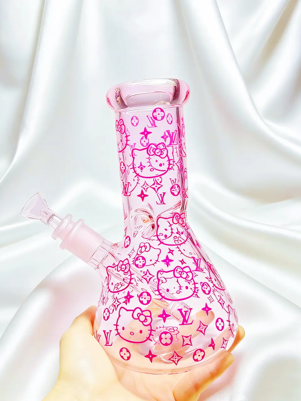 8" 5mm Hello Kitty x LV Monogram Beaker Glass Bong