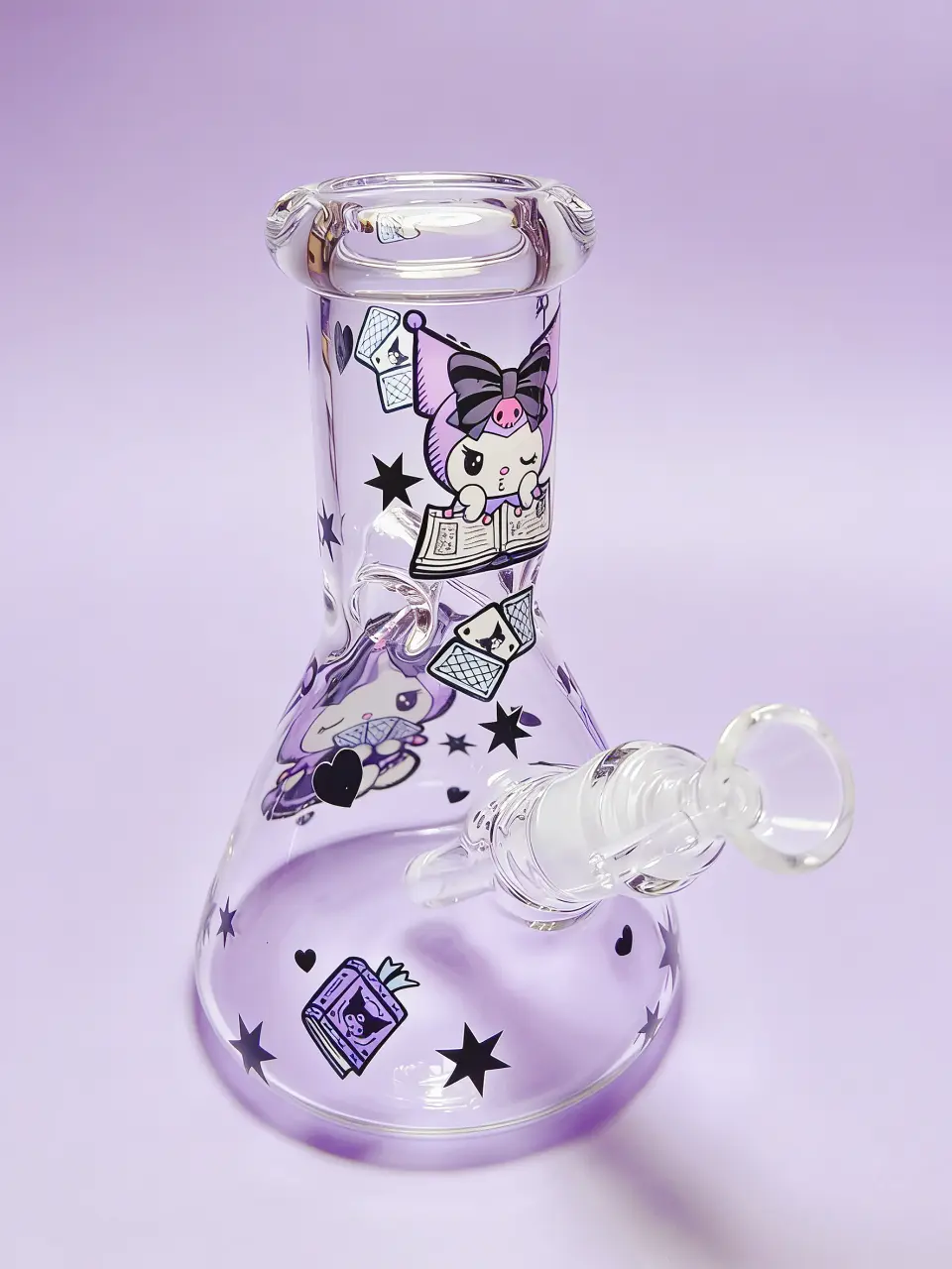 8" 5mm Kuromi Purple Magic Poker Beaker Glass Bong