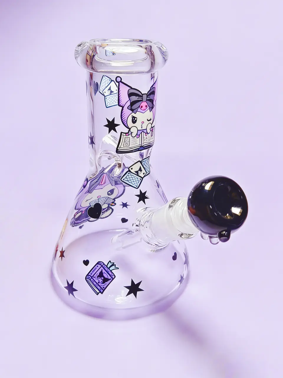 8" 5mm Kuromi Purple Magic Poker Beaker Glass Bong