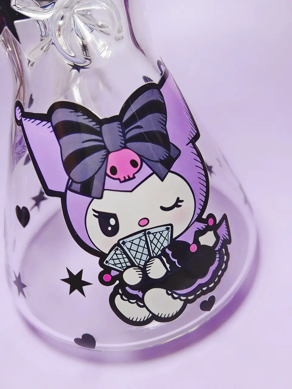 8" 5mm Kuromi Purple Magic Poker Beaker Glass Bong