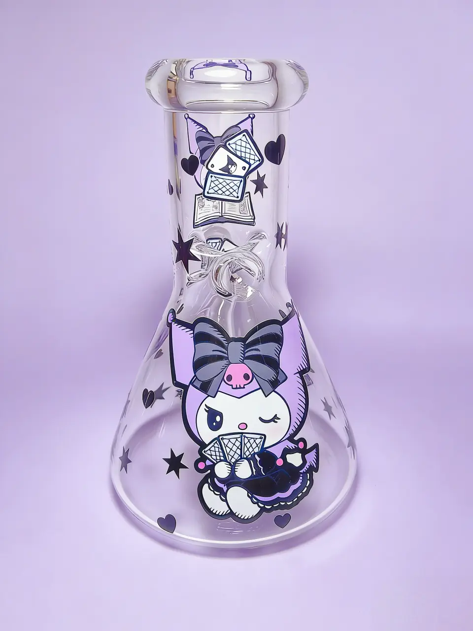 8" 5mm Kuromi Purple Magic Poker Beaker Glass Bong