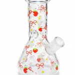 8" 5mm Strawberry & Daisy Bunny Beaker Glass Bong