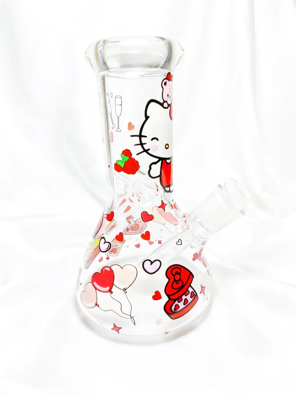 8" 5mm Valentine Hello Kitty Beaker Glass Bong