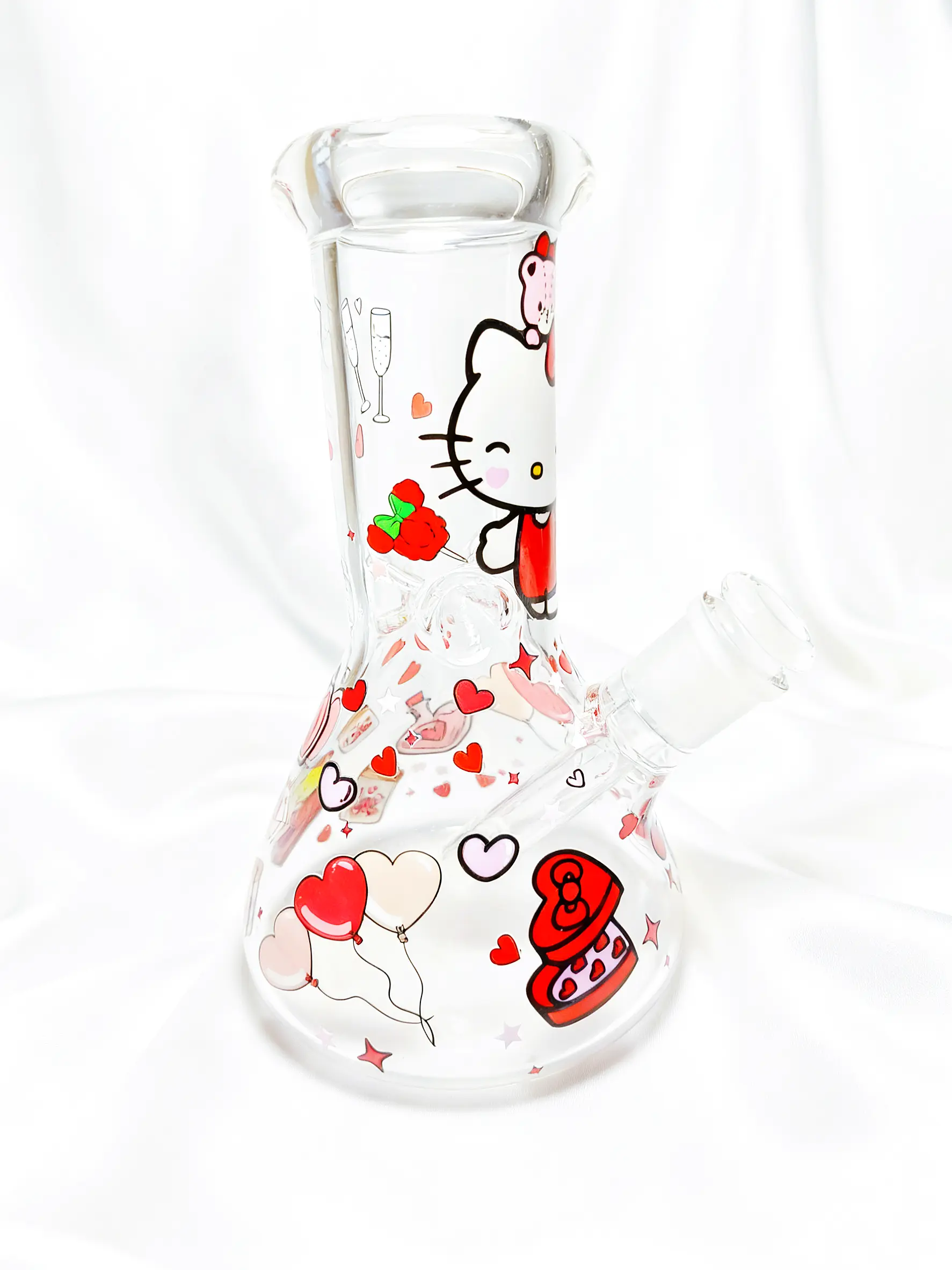 8" 5mm Valentine Hello Kitty Beaker Glass Bong