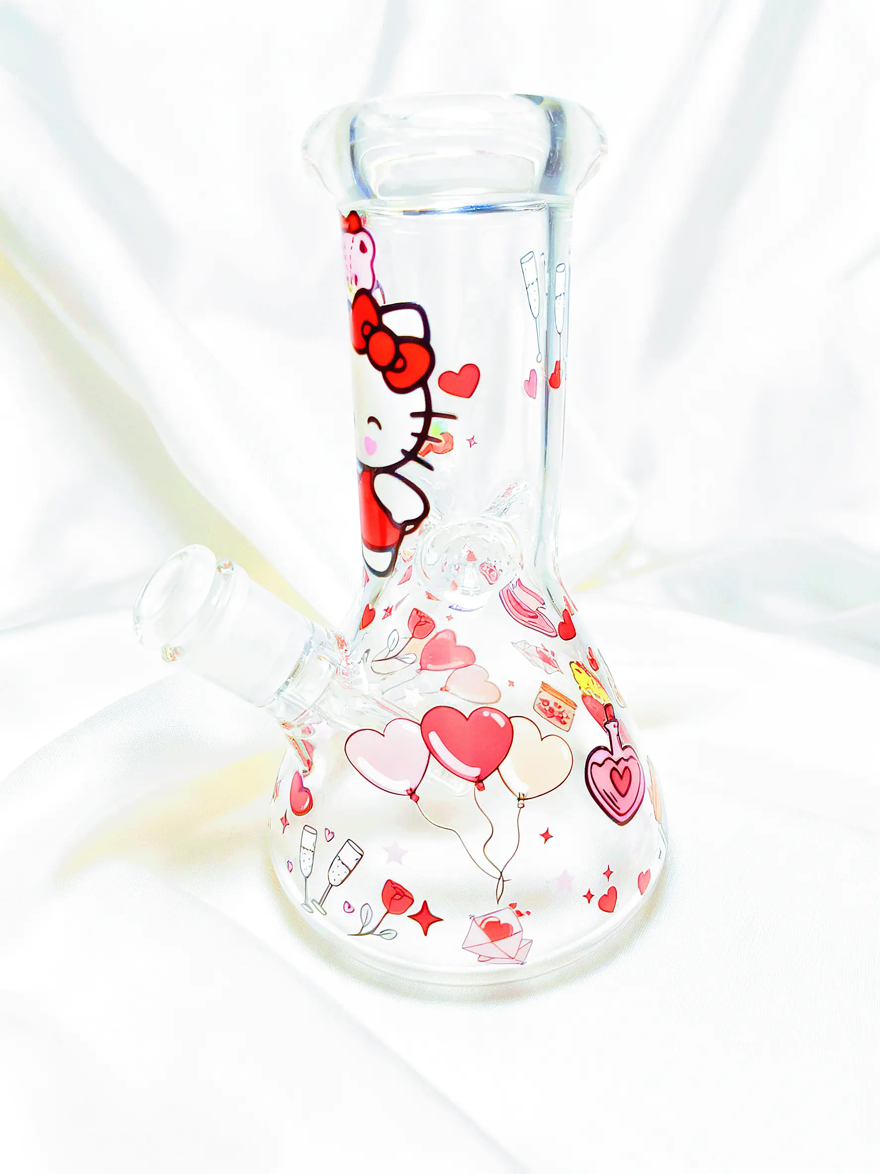 8" 5mm Valentine Hello Kitty Beaker Glass Bong