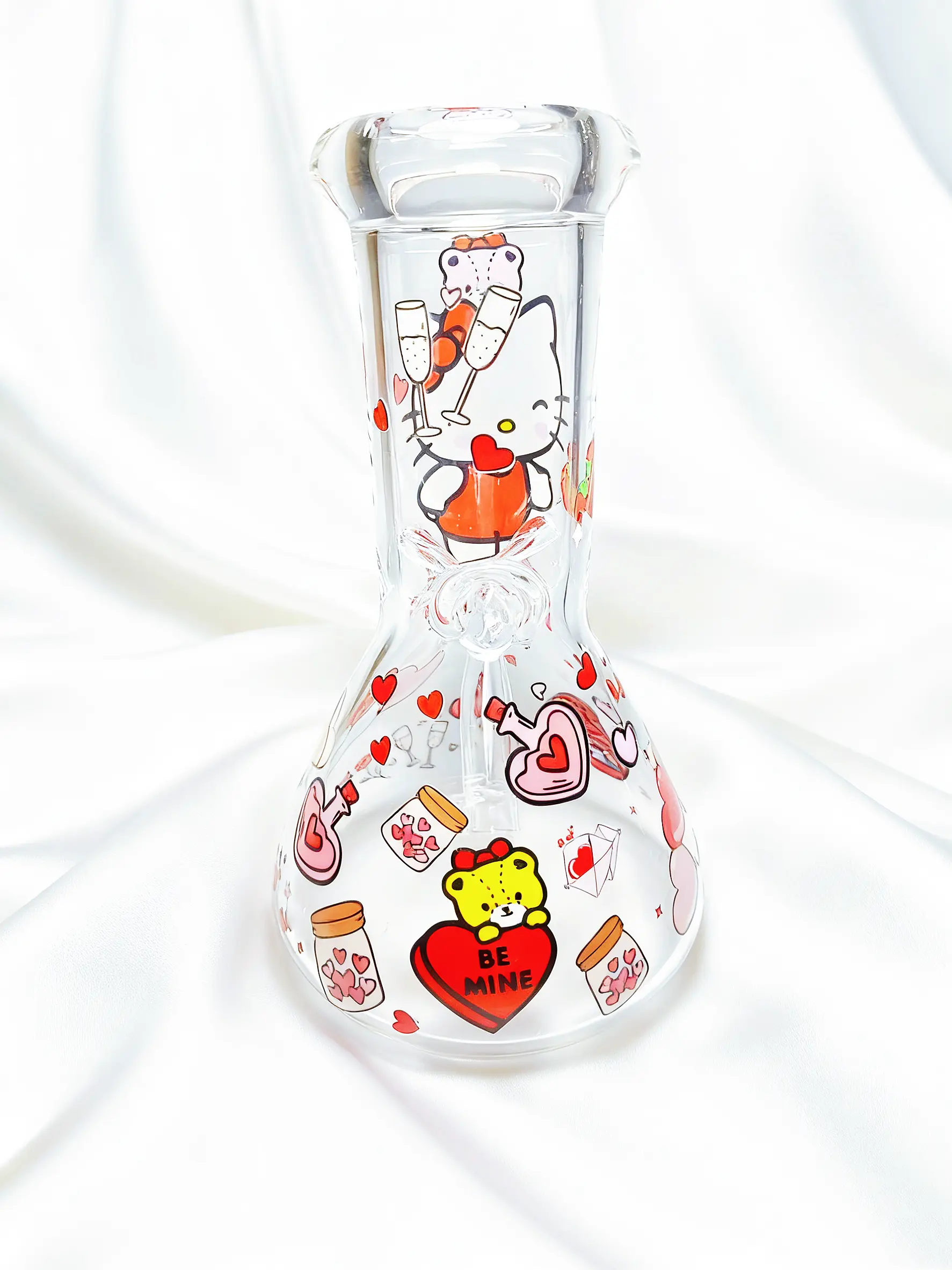 8" 5mm Valentine Hello Kitty Beaker Glass Bong