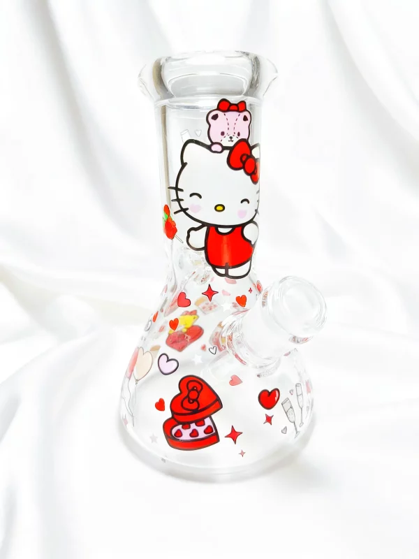 8" 5mm Valentine Hello Kitty Beaker Glass Bong