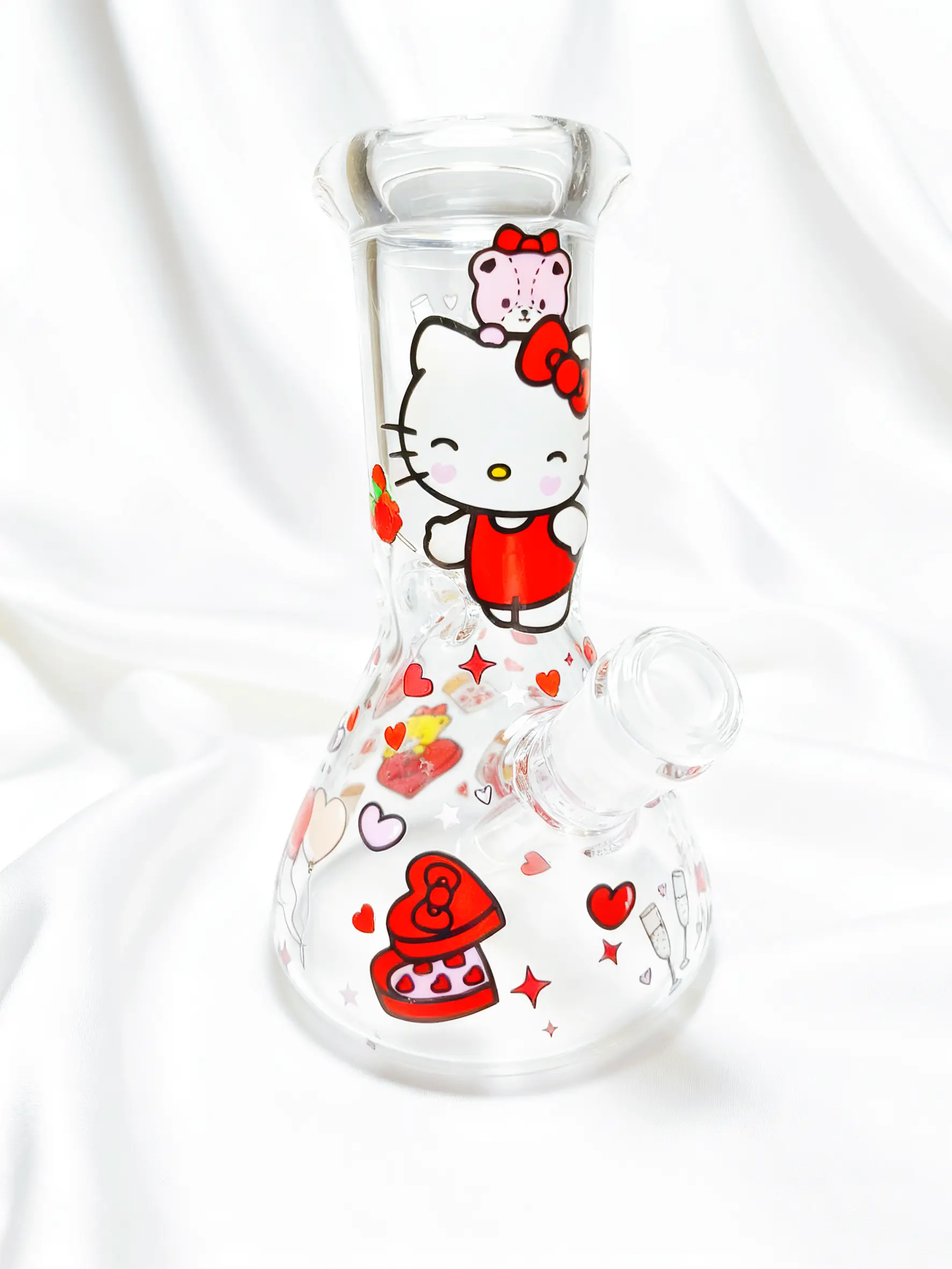 8" 5mm Valentine Hello Kitty Beaker Glass Bong