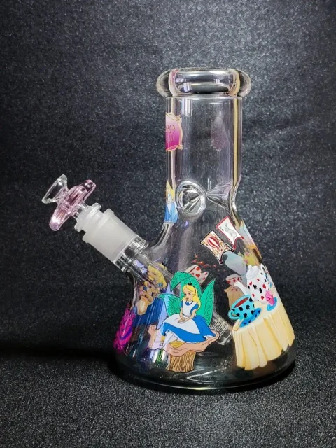 8 Alice in Wonderland Fantasy Tea Party Glass Beaker Bong -3 8 Alice in Wonderland Fantasy Tea Party Glass Beaker Bong