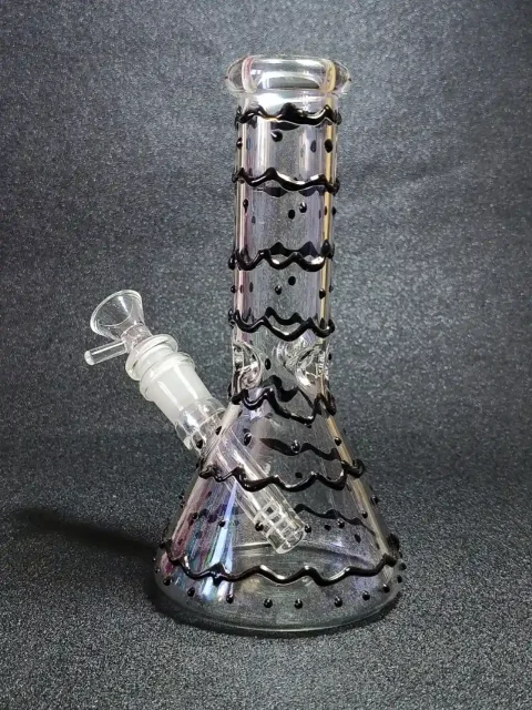 8 Choco Lace Drip Beaker Glass Bong-2 8 Choco Lace Drip Beaker Glass Bong