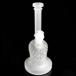 8" Frosted Glass Bong with Etched Oval Pattern