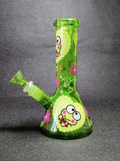 8 Heart Keroppi Green Beaker Glass Bong-2 8 Heart Keroppi Green Beaker Glass Bong
