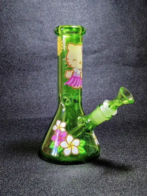 8 Hello Kitty 8 Hello Kitty Hawaiian Green Beaker Glass BongHawaiian Green Beaker Glass Bong-2 8 Hello Kitty Hawaiian Green Beaker Glass Bong