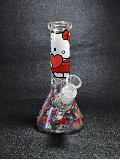 8 Hello Kitty Red Heart Beaker Glass Bong