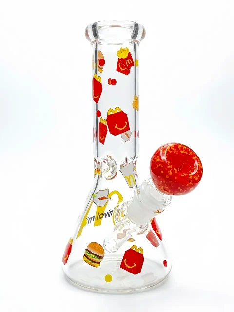 8" McDonald's Inspired Beaker Water Pipe – Fast Food Pop Art Glass Bong