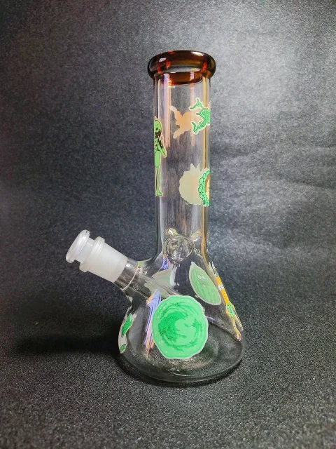 8 Meeseeks & Pickle Rick Glow Beaker Glass Bong-4 8 Meeseeks & Pickle Rick Glow Beaker Glass Bong
