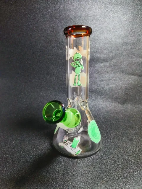 8 Meeseeks & Pickle Rick Glow Beaker Glass Bong