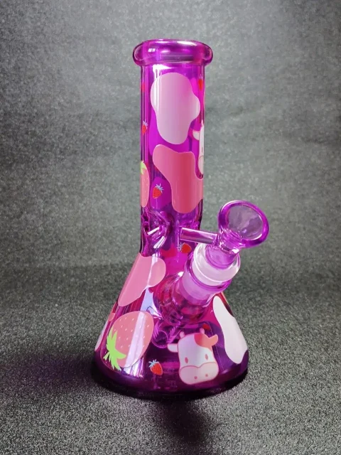 8 Strawberry Milkshake Cow Beaker Glass Bong