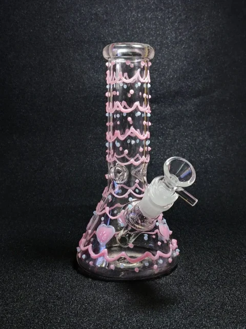 8 Sweet Lace Pink Cake Beaker Glass Bong