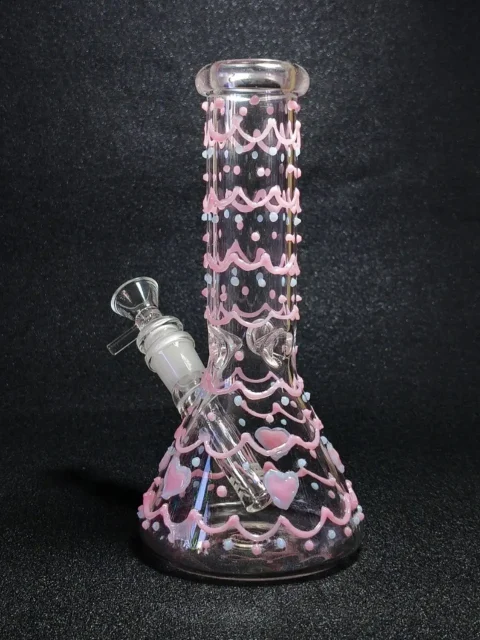 8 Sweet Lace Pink Cake Beaker Glass Bong-2 8 Sweet Lace Pink Cake Beaker Glass Bong