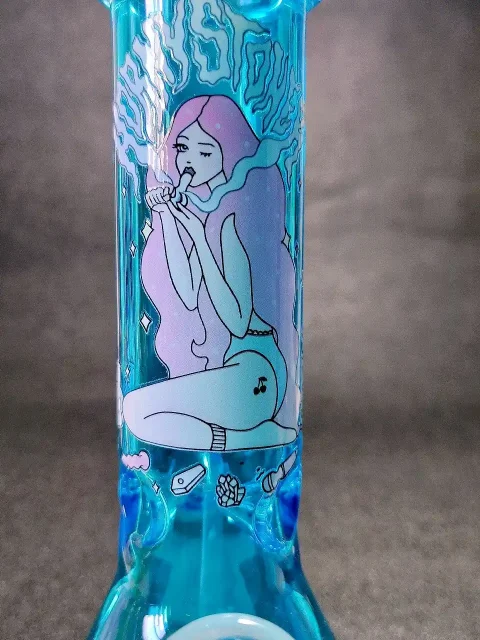 8 Vapor Girl Blue Beaker Glass Bong-2 8 Vapor Girl Blue Beaker Glass Bong