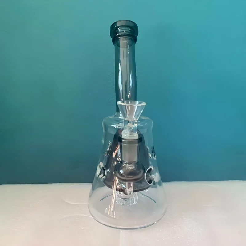 8" Bent Neck Pyramid Glass Bong with Matrix & Swiss Percs
