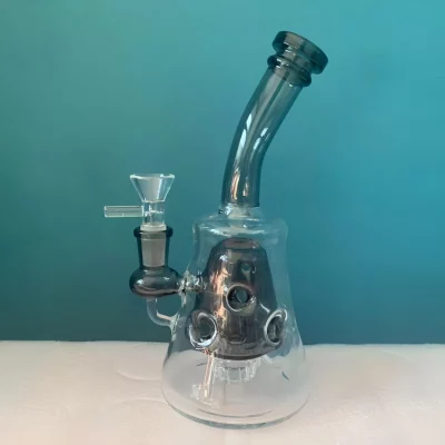 8" Bent Neck Pyramid Glass Bong with Matrix & Swiss Percs
