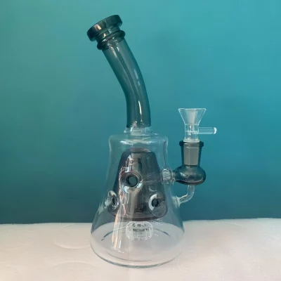 8" Bent Neck Pyramid Glass Bong with Swiss Perc
