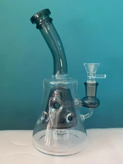 8" Bent Neck Pyramid Glass Bong with Swiss Perc