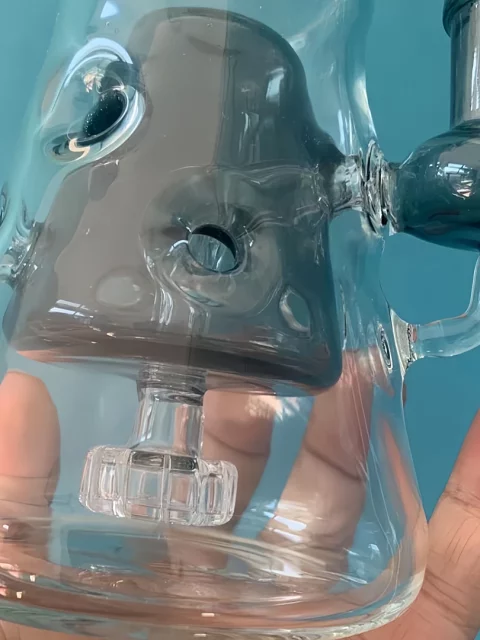 8" Bent Neck Pyramid Glass Bong with Matrix & Swiss Percs