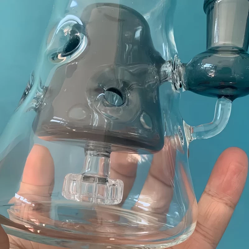 8" Bent Neck Pyramid Glass Bong with Matrix & Swiss Percs