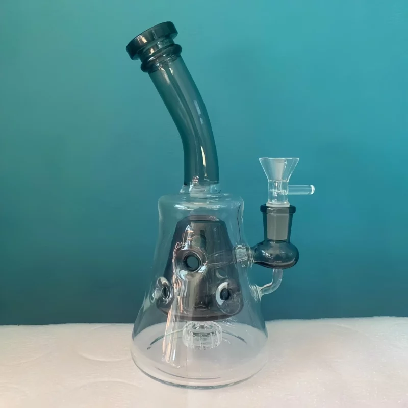 8" Bent Neck Pyramid Glass Bong with Swiss Perc