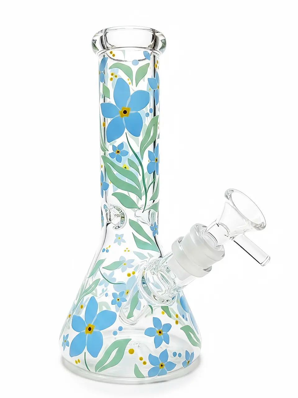 8" Blue Forget-me-not Garden Beaker Glass Bong