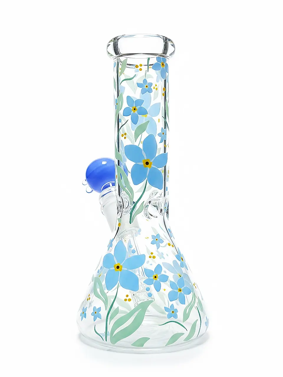 8" Blue Forget-me-not Garden Beaker Glass Bong