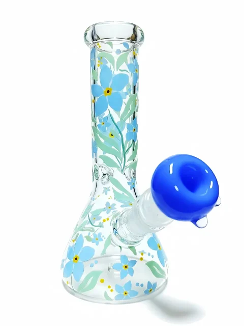 8" Blue Forget-me-not Garden Beaker Glass Bong