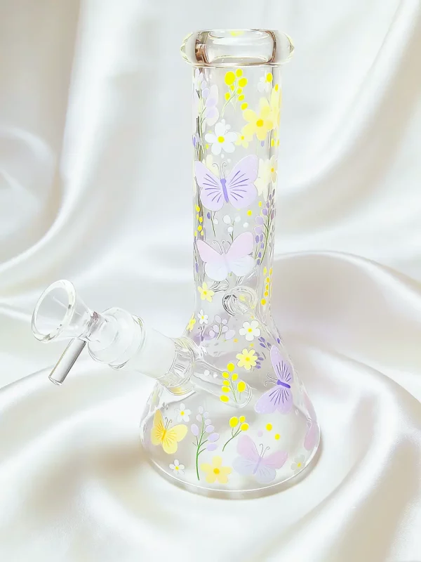 8″ Butterfly & Daisy Garden Beaker Glass Bong 8" Butterfly & Daisy Garden Beaker Glass Bong