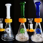 8" Color-Block Donut Perc Beaker Glass Bong