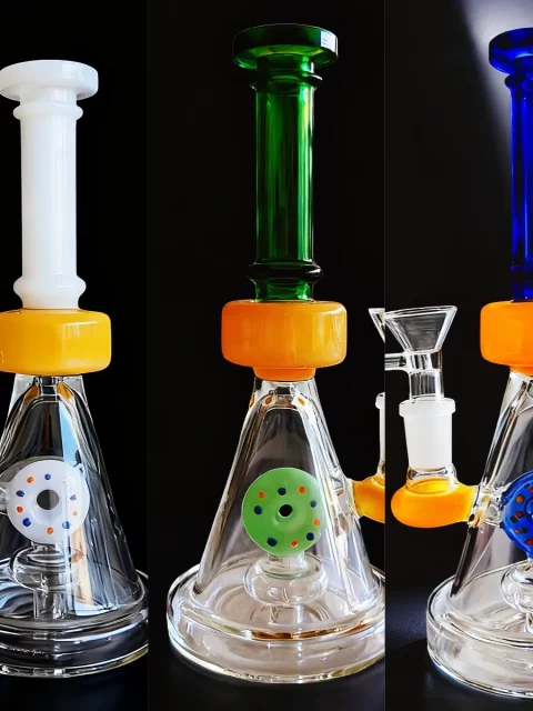 8" Color-Block Donut Perc Beaker Glass Bong