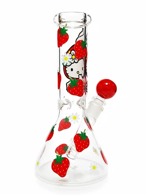 8″ Cute Hello Kitty Strawberry Beaker Glass Bong 8" Cute Hello Kitty Strawberry Beaker Glass Bong