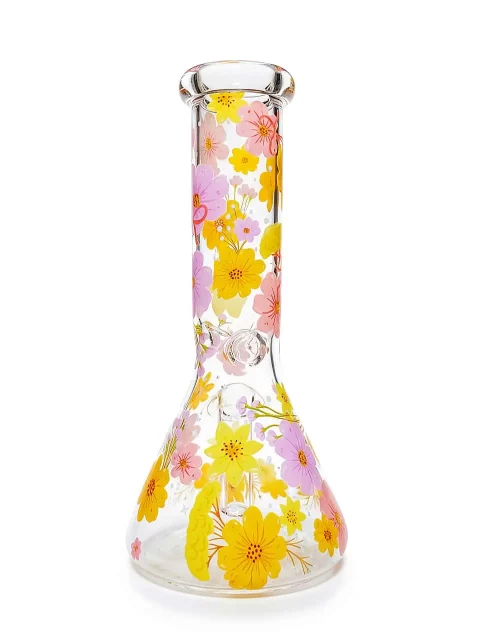 8″ Floral Art Mini Beaker Glass Bong 8" Floral Art Mini Beaker Glass Bong