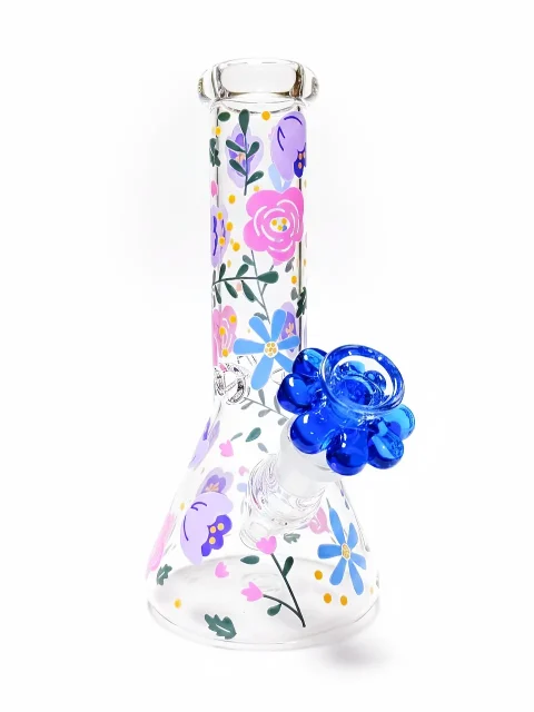 8" Floral Garden Beaker Glass Bong
