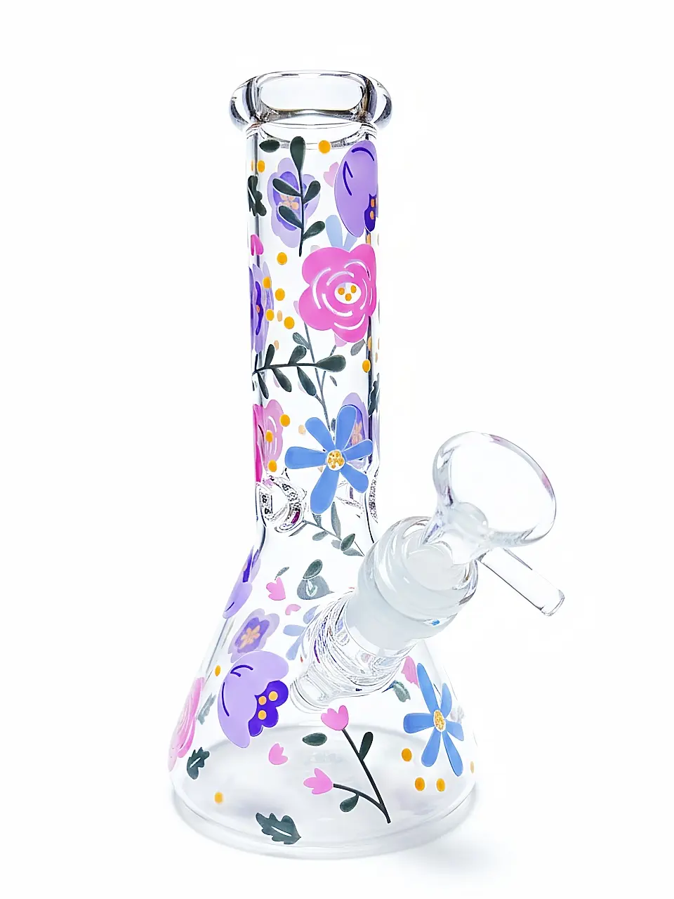 8" Floral Garden Beaker Glass Bong