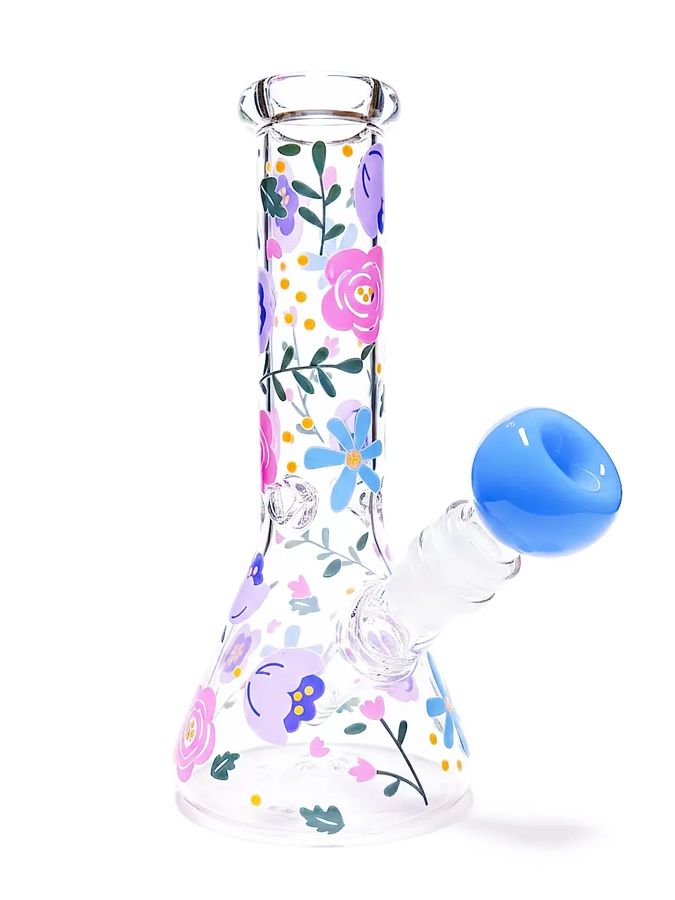 8" Floral Garden Beaker Glass Bong