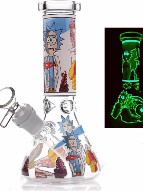 8" Glow-in-the-Dark Rick & Morty Beaker Glass Bong