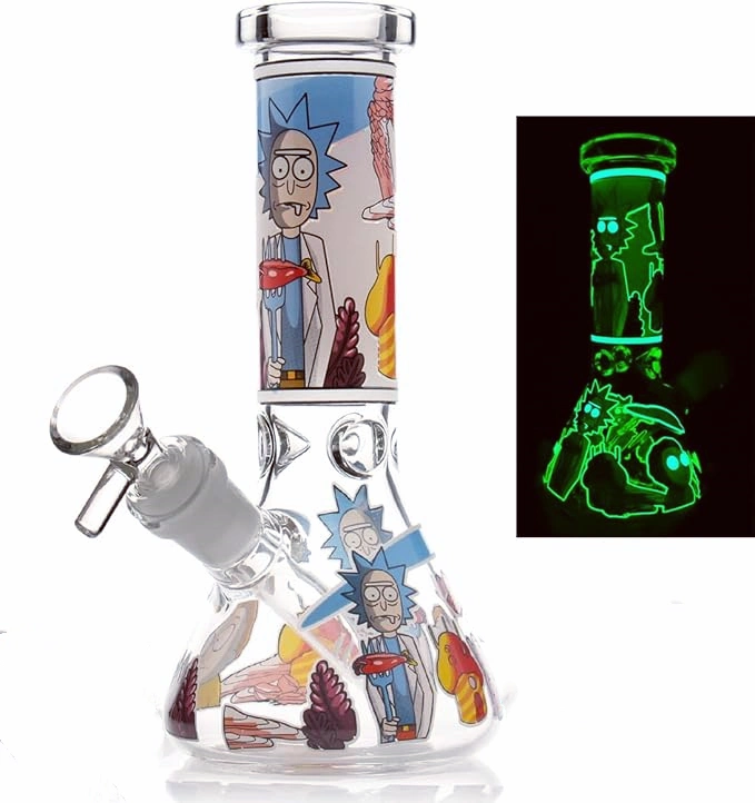 8" Glow-in-the-Dark Rick & Morty Beaker Glass Bong