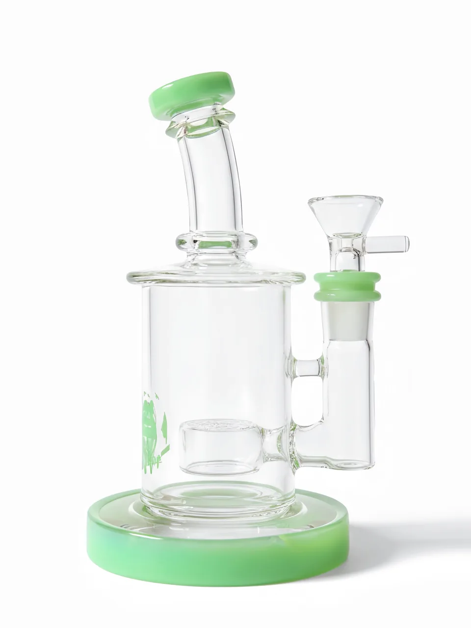 8" Green Accent Mini Glass Bong with Drum Perc