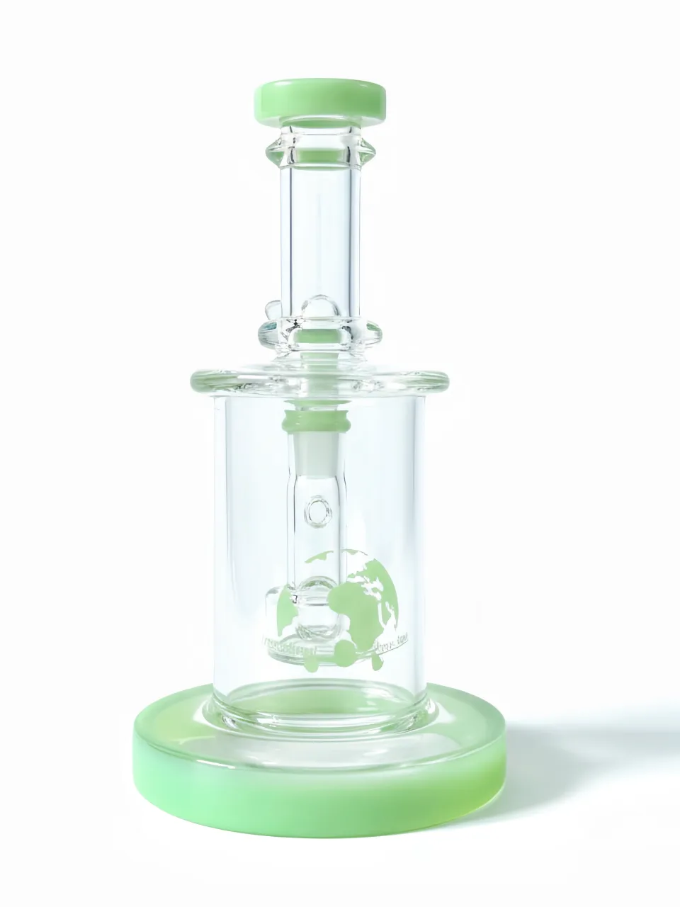 8" Green Accent Mini Glass Bong with Drum Perc