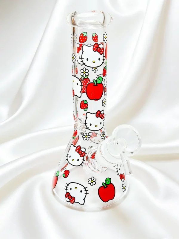 8" Hello Kitty Apple & Strawberry Beaker Glass Bong